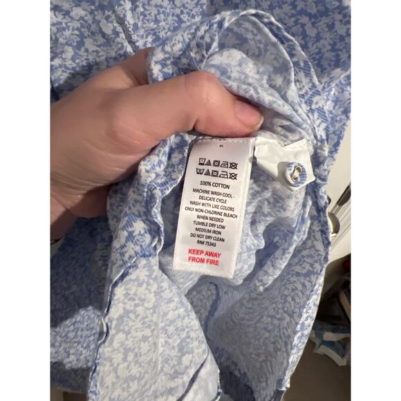 Joie Blue & White Floral Sleeveless Shirt Dress – Size L - Picture 4 of 5